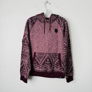 Southpole Burgundy Aztec Print Pullover Hoodie Mens Size M
